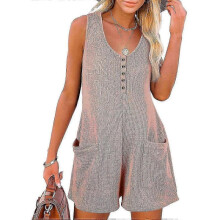 (L, pink) Summer Women's Sleeveless Jumpsuit Shorts Casual Women's Jumpsuit Large Women's Clothing zZ