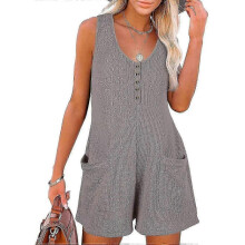 (XL, grey) Summer Women's Sleeveless Jumpsuit Shorts Casual Women's Jumpsuit Large Women's Clothing zZ