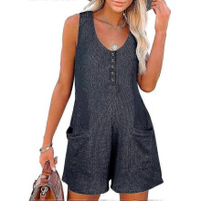 (XL, navy blue) Summer Women's Sleeveless Jumpsuit Shorts Casual Women's Jumpsuit Large Women's Clothing zZ