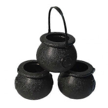 (size 1) 6 Pack Candy Kettles, Witch Skeleton Small Basket, Halloween Decoration Supplies zZ