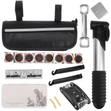 12PCS/Set Bicycle MTB Repair Patch Tools Kit Bike Cycle Inner Tube Tyre Puncture Repair Bike Pump + Allen Key + Crowbars