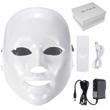 (US Plug) 110-220V 7 Color LED Light Photon Face Mask Rejuvenation Skin Facial Therapy Wrinkle + RC