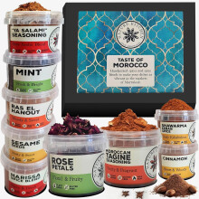 Nature Kitchen Moroccan Spice Gift Set | 9X Gluten-Free Herbs & Spices | Harissa, Shawarma, Tagine, Mint | Cooking, Curry, Marinades