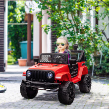 HOMCOM 12V Kids Electric Ride On Car Truck Off-road Toy W/ Remote Control Red