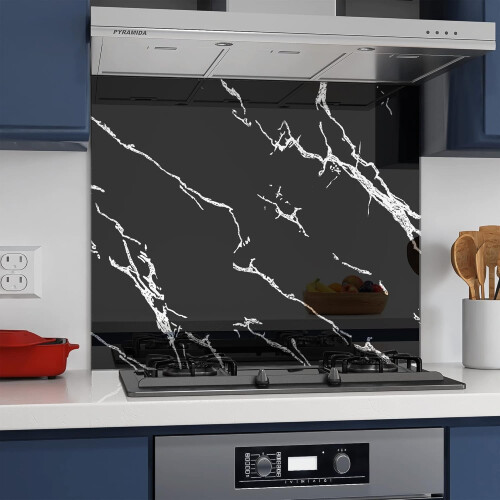 BELOFAY 6mm Black Marble Tempered Glass Splashback