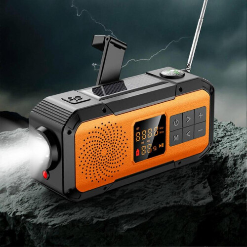 (Silver Grey) USB Mobile Phone Charging Radio Hand Crank Bluetooths Speaker LED Torchs for Emergency Lighting 2