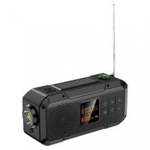 (Black) USB Mobile Phone Charging Radio Hand Crank Bluetooths Speaker LED Torchs for Emergency Lighting