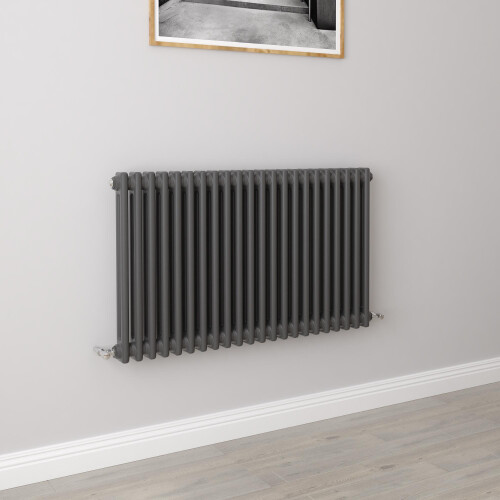 AICA (600x1010mm 2 Column) Traditional Cast Iron Radiator Anthracite