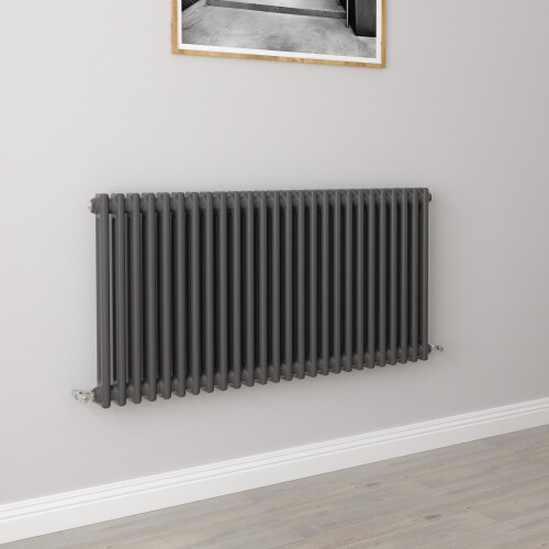 AICA (600x1190mm 2 Column) Traditional Cast Iron Radiator Anthracite