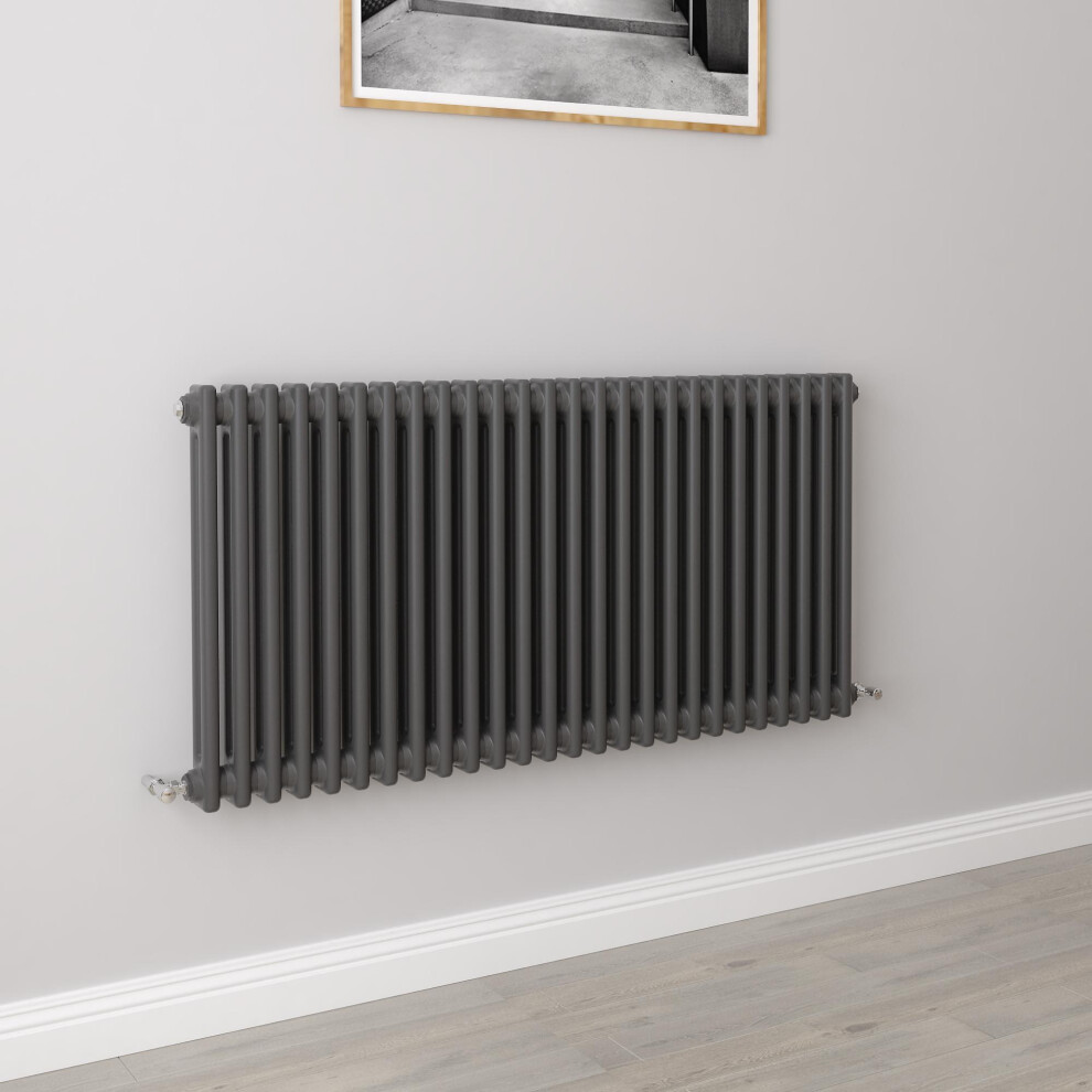 Aica (600X1190mm 2 Column) Traditional Cast Iron Radiator Anthracite
