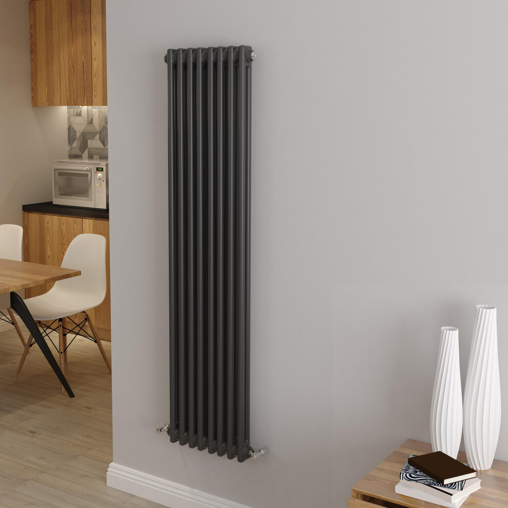 Aica (1500X380mm 2 Column) Traditional Cast Iron Radiator Anthracite