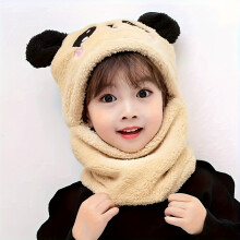 (Khaki, 3-10 Years Old) Adorable thickened 's ear warmer, suitable for autumn and winter seasons, with neck strap and leg straps for warmth in winter