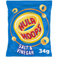 Hula Hoops Salt & Vinegar Crisps 34g (Pack of 24)