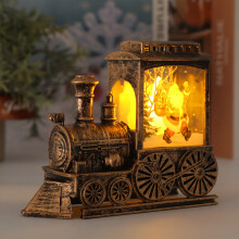 (Golden Santa Claus) 3D Christmas Train Night Light Decoration -Festive Snowman, Reindeer &Christmas Tree Design with Warm Yellow Glow, Battery-Powered Ornament