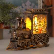 (Golden Animals) 3D Christmas Train Night Light Decoration -Festive Snowman, Reindeer &Christmas Tree Design with Warm Yellow Glow, Battery-Powered Ornament
