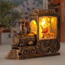(Golden Santa Claus and deer) 3D Christmas Train Night Light Decoration -Festive Snowman, Reindeer &Christmas Tree Design with Warm Yellow Glow, Battery-Powered Ornament
