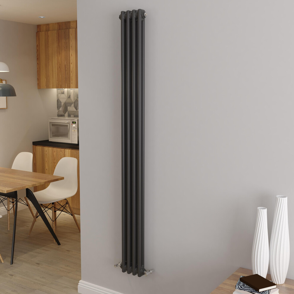 Aica (1800X200mm 2 Column) Traditional Cast Iron Radiator Anthracite