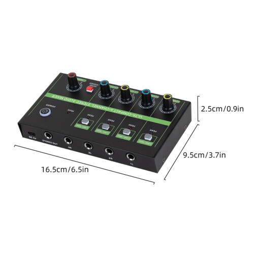 Portable 4-Channel Mixer: Independent Volume Type C Power 1