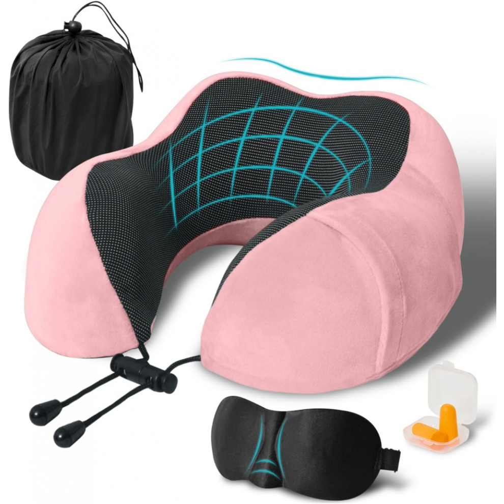 Pink (Pink)Travel Pillow,Travel Neck Pillow,Airplane Train Pillow