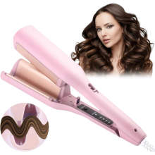 French Wave Curling Iron Crimper, Hair Waver Wand Double Barrel Curler Women Girl, 32mm Deep Crimpers for Mermaid Beach Hair