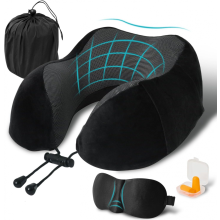 (Black)Travel Pillow,Travel Neck Pillow,Airplane Train Pillow