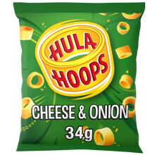 Hula Hoops Cheese & Onion Crisps 34g (Pack of 32)