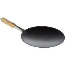 Raj Iron Fry Pan with Handle 48.5cm (Black, IHT011) Heavy Duty Dosa Tawa, Flat Fry Pan & Pancake Maker for Traditional Cooking