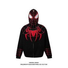 (M, black) Spiderman Hoodie Zipper Cardigan Street Loose Jacket
