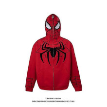 (XL, red) Spiderman Hoodie Zipper Cardigan Street Loose Jacket