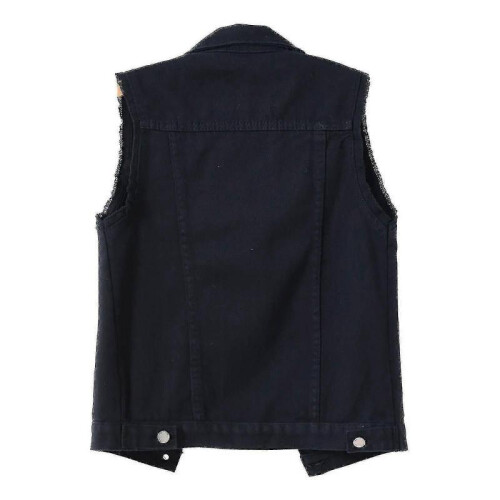 (S,Black)Women Spring And Autumn Coats Solid Sleeveless Denim Jacket Outerwear 2