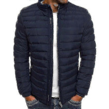 (S, Navy Blue) Men Lightweight Bubble Coat Puffer Jacket Quilted Padded Outerwear