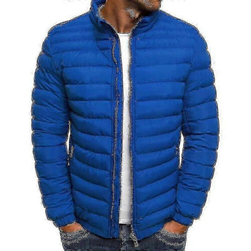 (XL, Royal Blue) Men Lightweight Bubble Coat Puffer Jacket Quilted Padded Outerwear