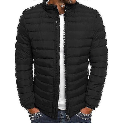 (XL,Black)Men Lightweight Bubble Coat Puffer Jacket Quilted Padded Outerwear
