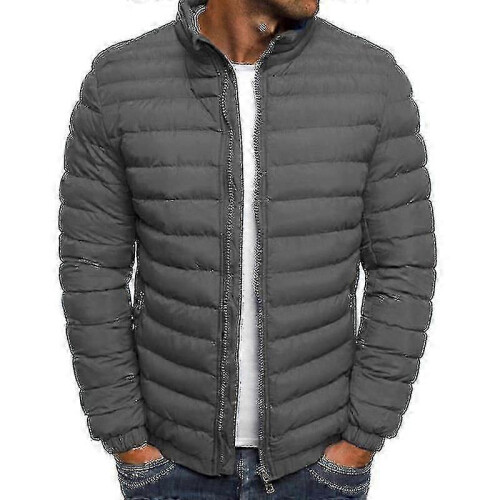 (3XL,Grey)Men Lightweight Bubble Coat Puffer Jacket Quilted Padded Outerwear