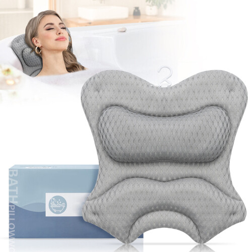 Bath Pillow Spa Neck Back Support Bathtub Tub 3D Mesh Cushions Suction Cups 2