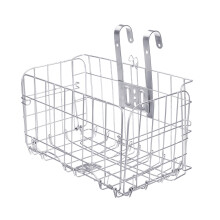 (Silver) Foldable Metal Wire Basket Front Bag Rear Hanging Basket For Mountain Bike Electric Folding Bicycle Scooter