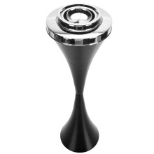Modern Black Ashtray with Self-Cleaning Lever and Removable Top