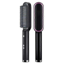 (US Plud, Black) Negative-ion Electric Hair Straightener Curler Lazy Comb Hot Flat Artifact Brush