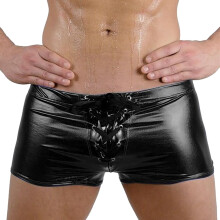 Men's Boxer Shorts Metallic Wetlook Leather Shiny Sequins Low Waistband Black 3XL