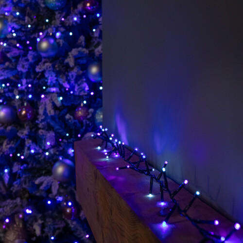 Premier 25m 1000 LED TreeBrights Christmas String Lights with Timer in Blue, Purple & White