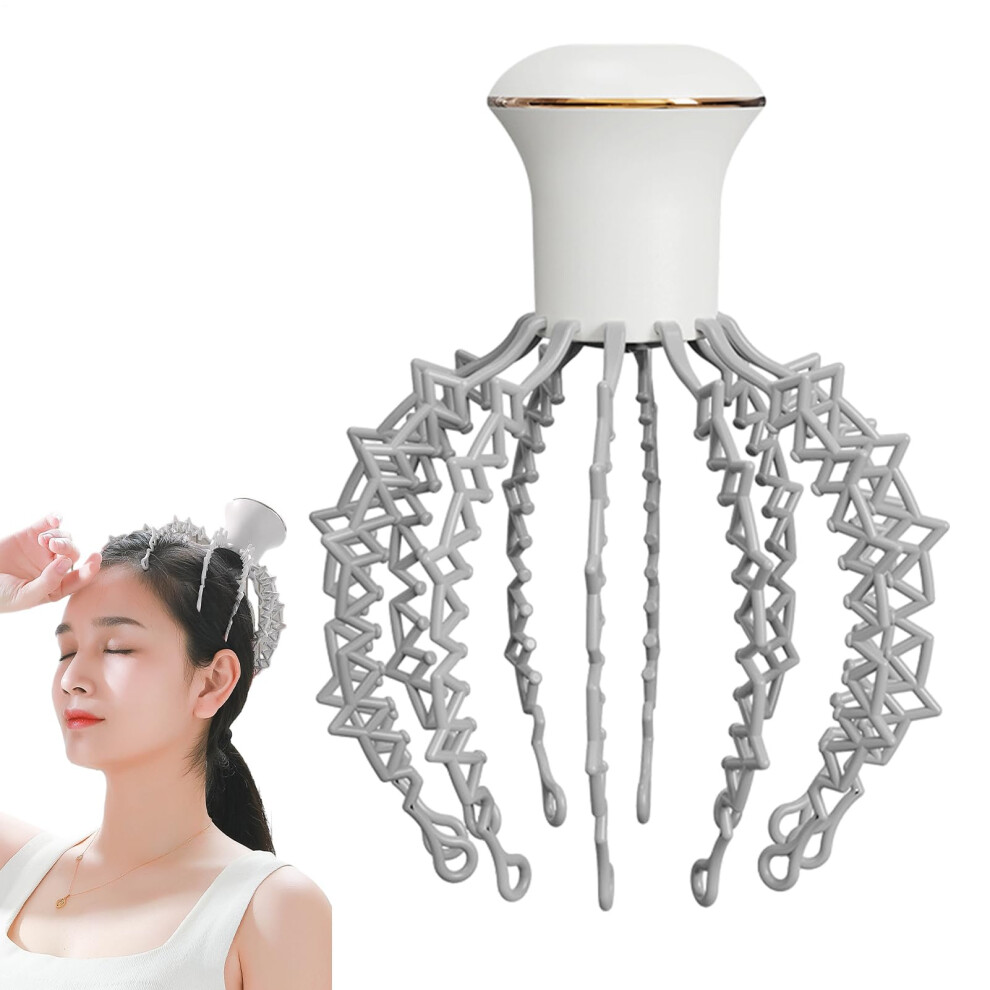 White Scalp Massager 6-Mode Finger Scalp Massager, Scalp Massage Brush, Head Massage Tool,