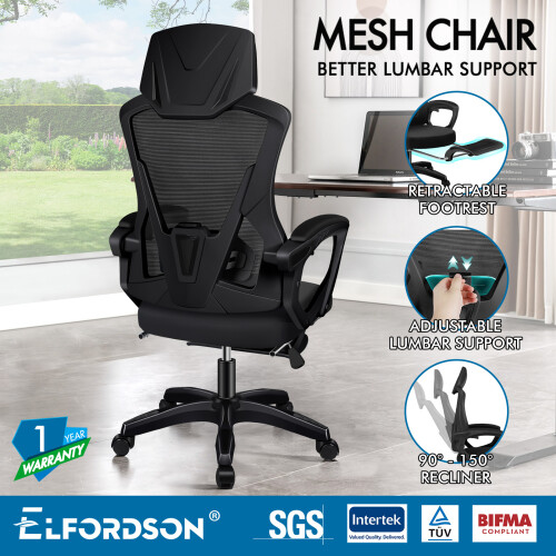 ELFORDSON ELFORDSON Mesh Office Chair Executive Computer Fabric Recliner Work 1