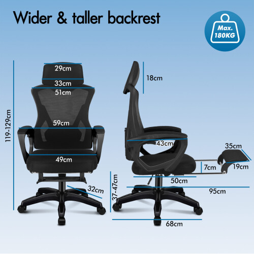 ELFORDSON ELFORDSON Mesh Office Chair Executive Computer Fabric Recliner Work 2