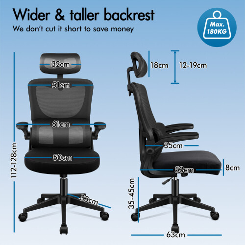 ELFORDSON ELFORDSON Mesh Office Chair Gaming Executive Computer Tilt Fabric Work 2