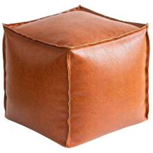 Fillable Cushion Bag 16-Inch Unpadded Pouf Cube, Floor Footrest Cushion, Living Room Storage Bag, Brown