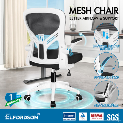 ELFORDSON ELFORDSON Mesh Office Chair Executive Computer Tilt Fabric Seat 1