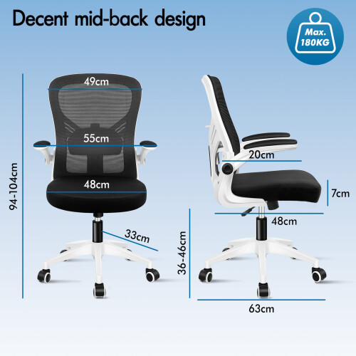 ELFORDSON ELFORDSON Mesh Office Chair Executive Computer Tilt Fabric Seat 2