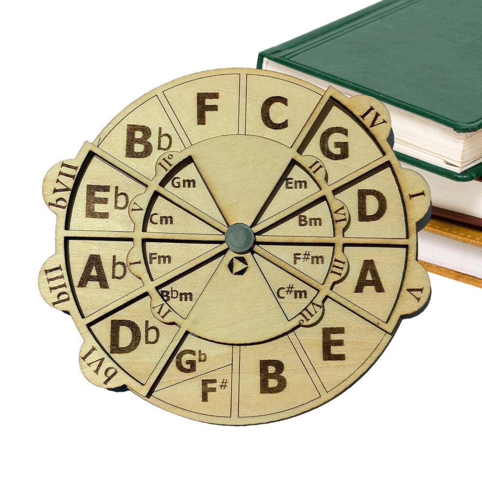Circle Of Fifths Wooden Circle Tool For Musicians, Handcrafted Wood Music Accessory, Palm Sized-image-OPC-PJGCXMN-NEW