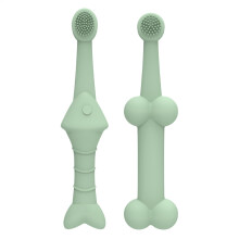 Cat Toothbrush Soft Bristles, Silicone Toothbrush, Food Grade Cat Toothbrush, Ergonomic Green For Cats And Dogs, 1 Pc