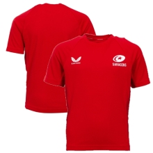 (14-15 Years) Saracens Kid's Rugby T-Shirt Castore Pro Players Red Top - New